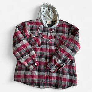 Wrangler Authentics Men's Hooded Flannel Shirt Jacket 2XL